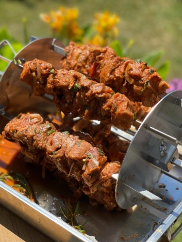 WILLS BIG Kamado Keramikgrill Grillspieße Set für Rotisserie Fleisch Spieße Grillzubehör